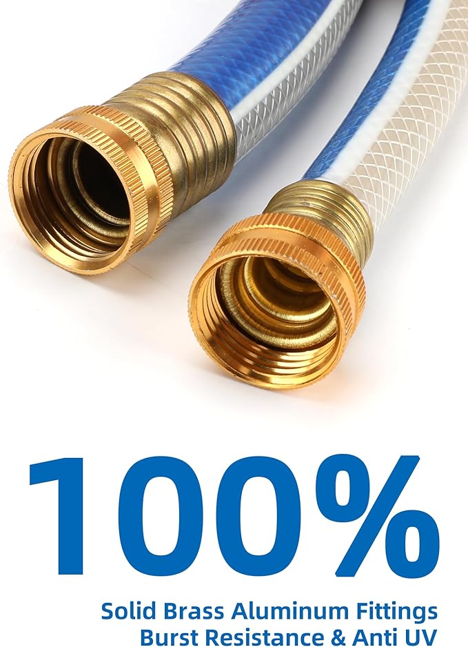 Short Leader Blue Garden Hose 3/4 in. x 5 ft.-Kink Free, Leakproof, Flexible -Heavy Duty Durable Lightweight Water Pipe for Commercial Use, Lawn Care & Equipment Connection - Male to Female Fittings