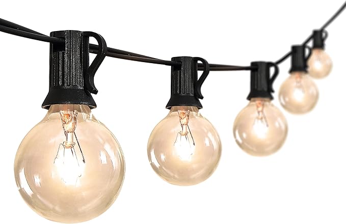 JONATHAN Y JYL8700A 25' Outdoor Globe String Lights with 25 G40 Bulbs, UL Listed Waterproof Patio Lights, Connectable Hanging Lights for Backyard, Porch, Cafe, Wedding, Party Decor, Black