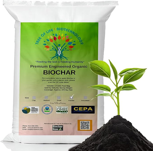 Premium Engineered Biochar Soil Amendment (Powder 30 Qts) – 100% Natural Active Carbon Award-Winning Biochar for Gardens | Organic Soil Amendment for Plants, Boosts Nutrients & Reduces Fertilizer Use