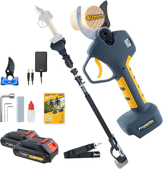 2-in-1 Brushless Pole Pruning Shear, 40mm Professional Cordless Pruners with Extension 1.6 Inches Compatible with Makita 18V Batteries Electric Tree Pruner 4000mAh Battery Secateurs