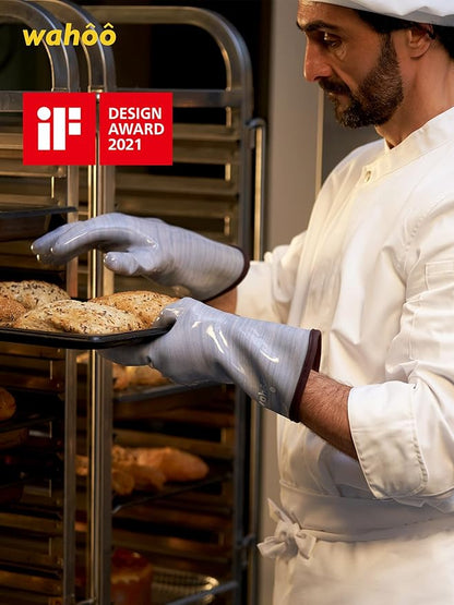 LANON Protection Wahoo Liquid Silicone Smoker Oven Gloves, Food-Contact Grade, Heat Resistant Gloves for Cooking, Grilling, Baking, Purple, M/8