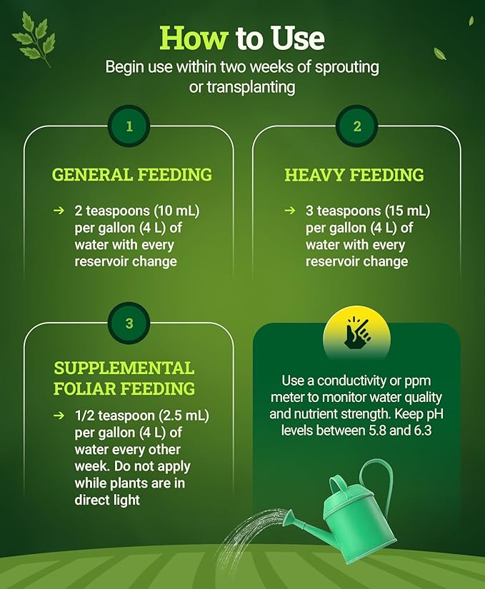 FoxFarm Grow Big Hydro Organic Liquid Fertilizer, 1 Pint - 3-2-6 Plant Food with Micro Nutrients for Hydroponic Systems - Enhances Vegetative Growth, Flowering, and Fruiting - pH Adjustable