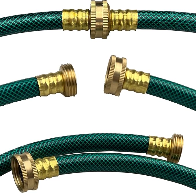 PVC Garden Hose 1/2 Inch Green Heavy Duty Water Hose with Solid Brass Fittings,No Leaking, Flexible,for outdoors,Lawns,Patio (10 FT, Green, Brass Fittings)