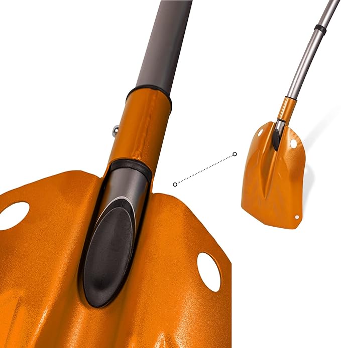 G2 Backcountry Lightweight Telescopic Avalanche Snow Shovel, Storage Down to 13 inch, Durable Aluminum Alloy Material, ABS Anti-Slip Proof Handle, Compact Storage Size (Orange)