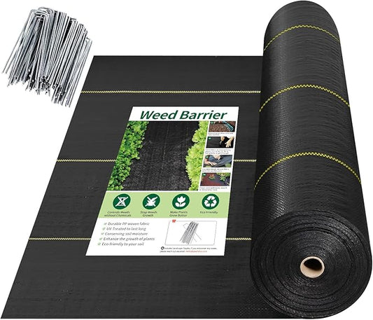 Shade&Beyond Custom 7ftx236ft Weed Barrier Fabric, 3.5oz Heavy Duty Landscape Fabric with Superior Permeability Weed Control, Garden Woven Ground Cloth with Staples