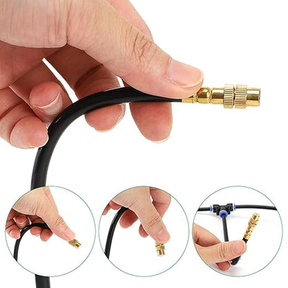 Mixc 50Ft 1/4" Drip Irrigation System,Garden Irrigation Kit with 12pcs 360° Adjustable Copper Nozzles,Automatic Watering System for Outdoor,Raised Bed,Potted Plant,Greenhouse Accessories for Yard