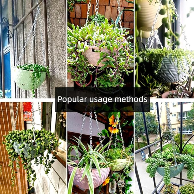 YINGFENG 197 Inch DIY Silver Hanging Basket Chains, Adjustable Length, Decorative Metal Chain with Hooks for Hanging Bird Feeders, Planters, Ornaments