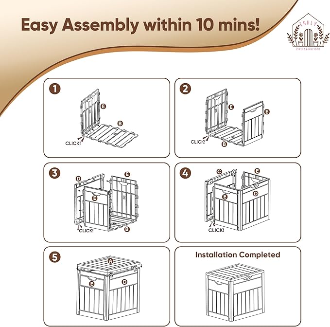 EHHLY 33 Gallon Outdoor Storage Box, Small Deck Box Waterproof, Lockable Secure Package Bin Delivery Box for Outside Front Porch, Patio Cushions Storage Box, Delivery Driver Snack Box for Porch, Black