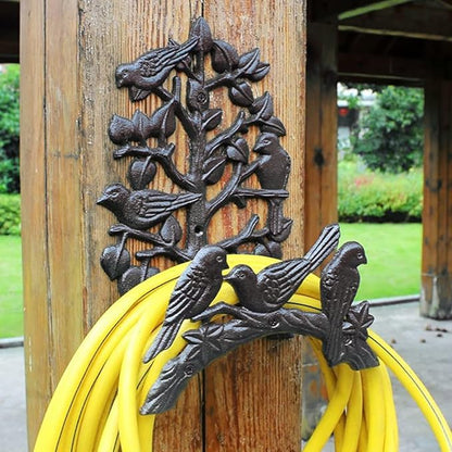 Garden Hose Holder Cast Iron Heavy Duty Water Hose Hanger, Outside Wall Mount Hose Hanger (Hose holder - Hummingbird)