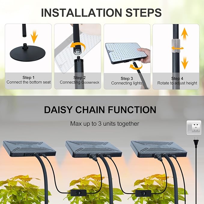 FECiDA Desk Grow Lights for Indoor Plants, Table Top Grow Light UV-IR Full Spectrum, 2000 Lumen LED Bonsai Houseplant Growing Lamp with On/Off Switch, 16"-24" Height Adjustable