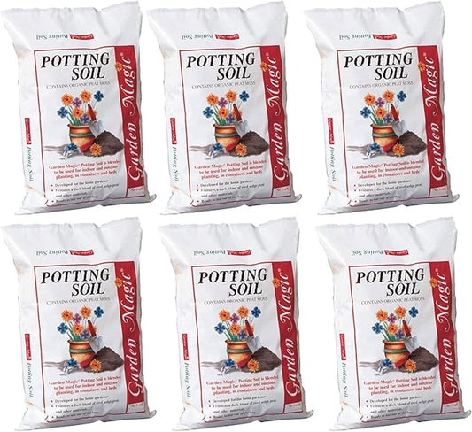 Michigan Peat Garden Magic General Purpose Potting Soil Mix for Indoor Outdoor Planter Container Plant Flower Gardening, 20 Pound Bag (6 Pack)