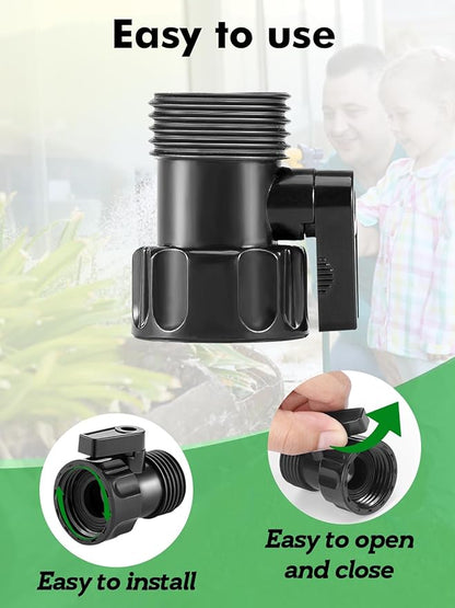 12 Pack 3/4'' Plastic Garden Hose Shut Off Valve - Standard Shutoff Ball Valve Thread Connector Coupling for Telescopic Pipe, Gun, and Water Control