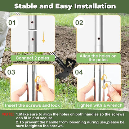 Weed Puller Tool with Long Handle, 60" Manual Weeding Tools Gardening, 2 in 1 Hand Weed Rake and Hoe Garden Weeder Tool, Uprooting Pulling Weed Remover Tool for Yard, Patio, Lawn and Garden