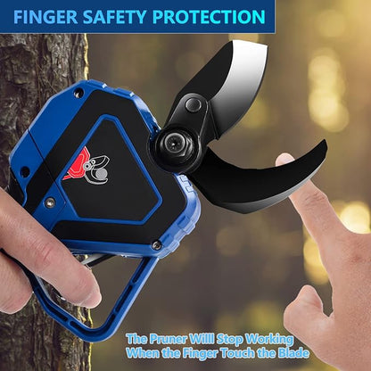 Cordless Electric Pruning Shears with Colorful LED Dispaly,Cut capacity of 32mm / 1.26inches, 2 x 2 Ah Lithium Rechargeable Battery 8-10 Working Hours Blue