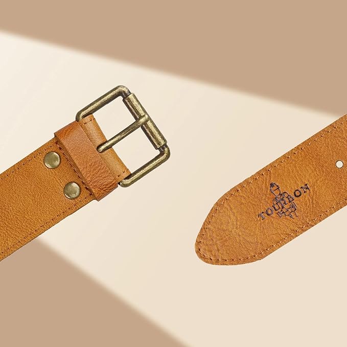 Tourbon Genuine Leather Florist Tool Belt Bag Gardener Farmer Tools Holster Waist Pouch Electrician Carpenter Organizer Kit 3 Pockets (Brownish Yellow, 42 inches)