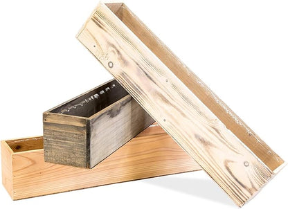 20" Rectangular Rustic Wood Planter with Plastic Liner l Rose Wood l Country Style, Home and Wedding Decorations, Garden Ornaments (20x4 Set of 2, Rose Wood)