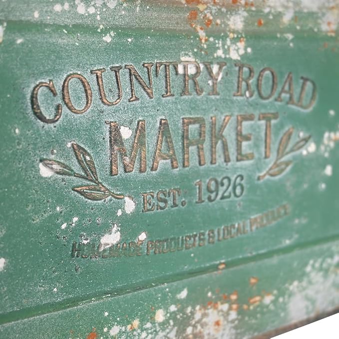 All Chic Set of 2 Metal Hanging Wall Planters Outdoor Indoor Mail Wall Mounted Planter Antique Shabby Chic Wall Decor (Green)