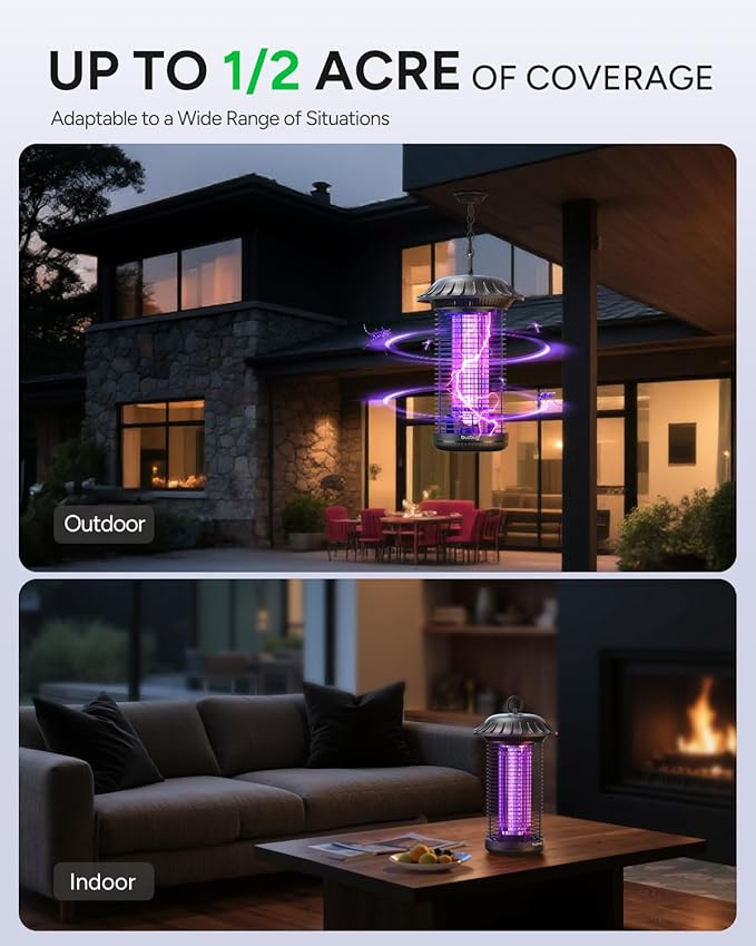 Buzbug LED Bug Zapper Indoor Outdoor, Up to 50,000 Hours Lifespan Lamps, 6.5 ft Power Cord, High-Voltage, Mosquito Zapper, Fly Trap Mosquito Trap, Fly Killer Fly Zapper -MO008C