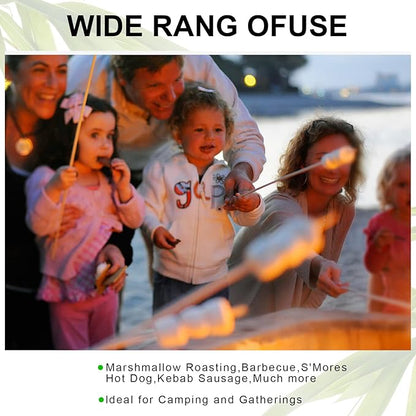 BETESINE 6.3mm Thick Bamboo Marshmallow Roasting Sticks, 36 Inch Extra Long Wooden S'mores Sticks for Fire Pit, BBQ, Camping, Sausage, Marshmallow Skewers – 100 PCS (Bamboo - 36 inch)