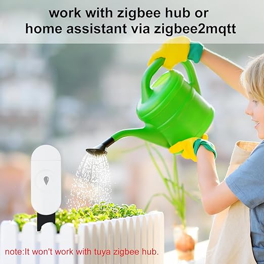 Haozee Intelligent Soil Moisture Sensor, Zigbee Hub Required, Capacitive Sensor, Humidity/Temperature Meter for Garden Planting, Compatible with Home Assistant Zigbee2mqtt
