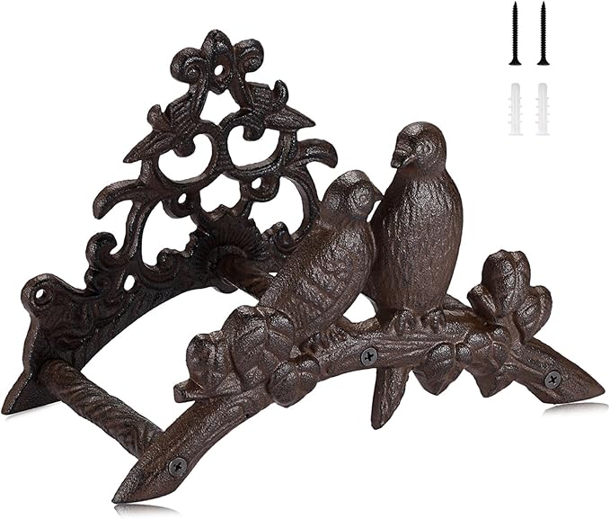 OwnMy Cast Iron Garden Hose Holder Heavy Duty Wall Mount Water Hose Reels Holder, Decorative Water Hose Hanger Garden Hose Storage Organizer Rack for Outdoor Lawn Yard, 10"L x 4.7"W x 6.5"H