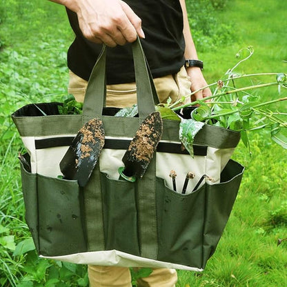 Gardening Tote Bag Garden Tool Bag with 9 Pockets Garden Tote Organizer Bag Gardening Tool Kit Holder Oxford Bag Gardening Tools Storage Organizer Tote Bag for Outdoor Garden Lawn Yard