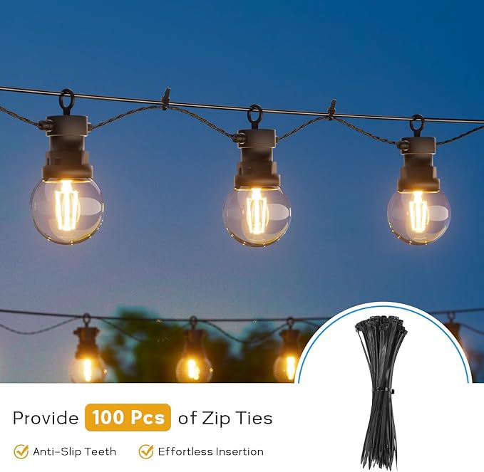 String Light Hanging Kit with 200FT Vinyl Coated Stainless Steel 304 Wire Rope Suspension Kit Included Enough Accessories with Turnbuckles and Hooks for Patio, Garden and Wedding Lighting