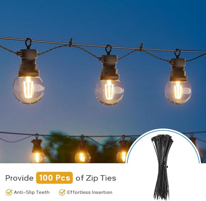 String Light Hanging Kit with 200FT Vinyl Coated Stainless Steel 304 Wire Rope Suspension Kit Included Enough Accessories with Turnbuckles and Hooks for Patio, Garden and Wedding Lighting