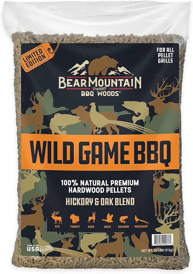 Bear Mountain Wild Game BBQ, Hickory and Oak Blend Smoker Pellets, 20 Pounds