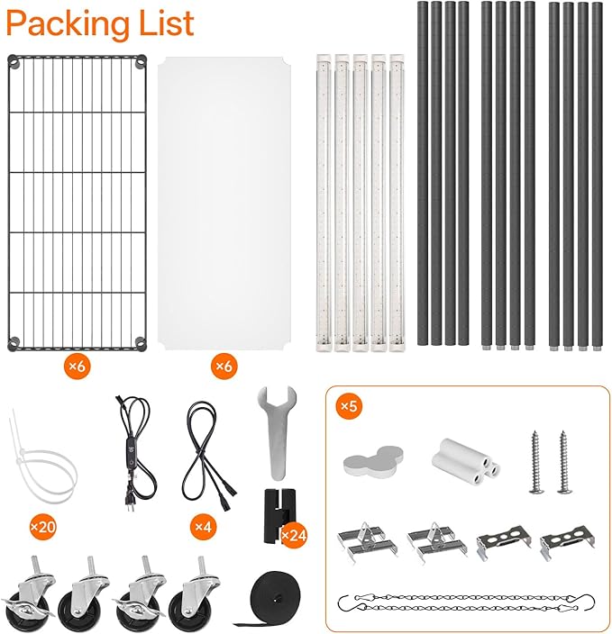 Bstrip Plant Shelf with Grow Light with Timer, Metal Plant Stand with Adjustable Rack and Wheels, 4 Pack 24W Full Spectrum Grow Light Strip for Indoor Plants, Seed Starting, 35.4"x13.8"x59"