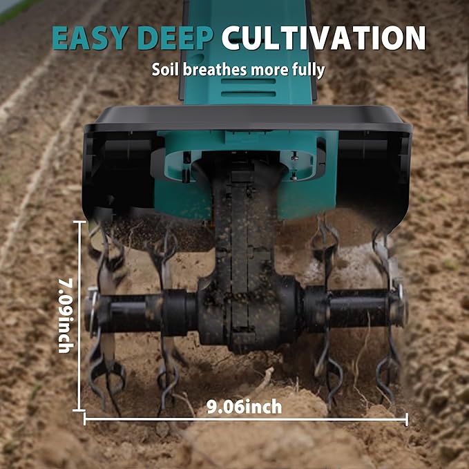 20V/400W Electric Tiller,Cordless Tiller Cultivator with 2*4.0Ah Batteries & Charger-7.87" Wide & 5.91" Deep Garden Tiller Cultivator with 48 Steel Tines, 360RPM Soil Tiller Cultivator For Lawn/Garden