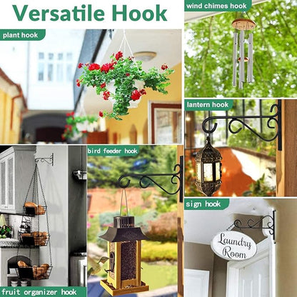 Hanging Plant Brackets, 2pcs 12 Inch Heavy Duty Wall Mount Bracket Strong Durable Rust-Resistant Plant Hanger Hook with High Load Capacity 120lb for Hanging Plants Bird Feeder Lantern Wind Chimes