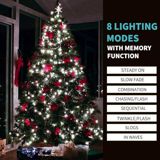Christmas String Lights End-to-End Plug 8 Modes 108FT 300 LED IP55 Outdoor Waterproof UL Certificated Indoor Fairy Lights Garden Wedding Christma Trees Parties Decoration White Light
