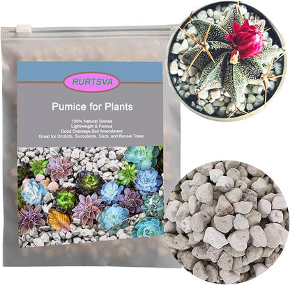 Horticultural Pumice for Plants 2QT, Natural Organic Pumice Stones for Succulent Cactus Bonsai Tree Orchid Potting Mixed, Improves Soil Aeration and Drainage, Promotes Root