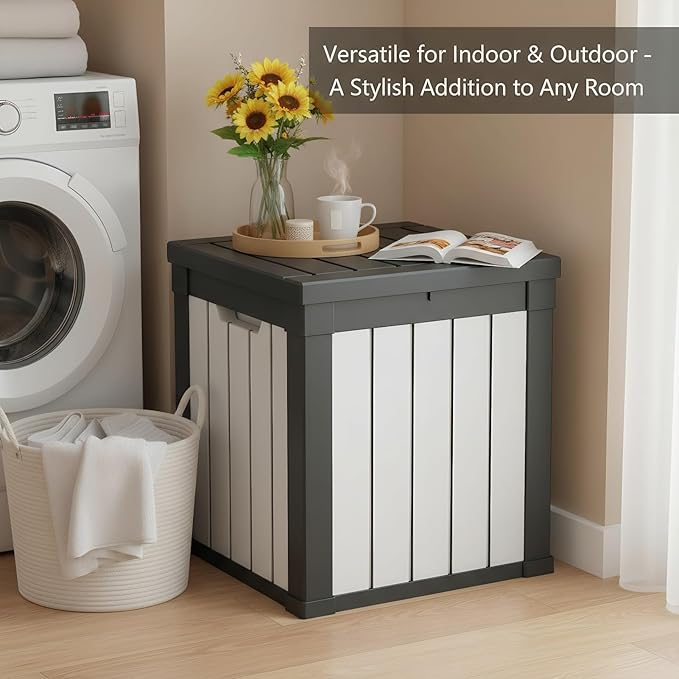 50 Gallon Lockable Deck Box, Waterproof Storage for Toys, Holiday Decor, Patio Cushions & More, All-Weather Heavy-Duty Organization Chest End Clutter