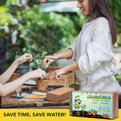 Premium Coco Coir Brick, 1.4Lb High Nutrinent Coconut Soil, OMRI 100% Organic Low EC & PH Balanced Potting Soil for All Plants Gardening, Hydroponics and Reptile Substrate (650G x 4)
