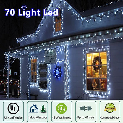 70 Counts C6 Cool White Christmas Lights - 35.5ft Christmas Lights Outdoor, White Christmas Lights Commercial Grade Outdoor Waterproof, Indoor String Lights Green Wire, IP:65, UL