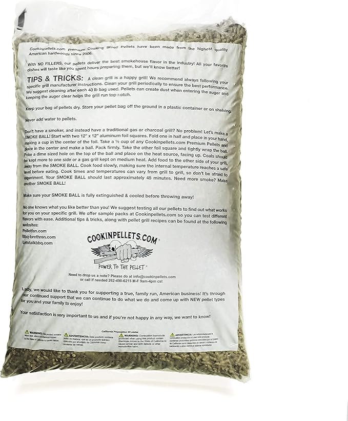 CookinPellets Premium Hardwood Smoker Pellets - 40 Pound Bag, Hickory Flavor