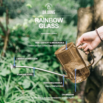 Small Watering Can Indoor Plants with Long Spout (1L, Amber Brown)