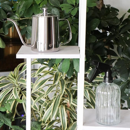 OFFIDIX Watering Can for Indoor Plants,Long Spout Metal Stainless Steel 21 oz/600 ml Watering Can with 14 oz/400ml Glass Plant Mister Spray Bottle for House Plant Bonsai
