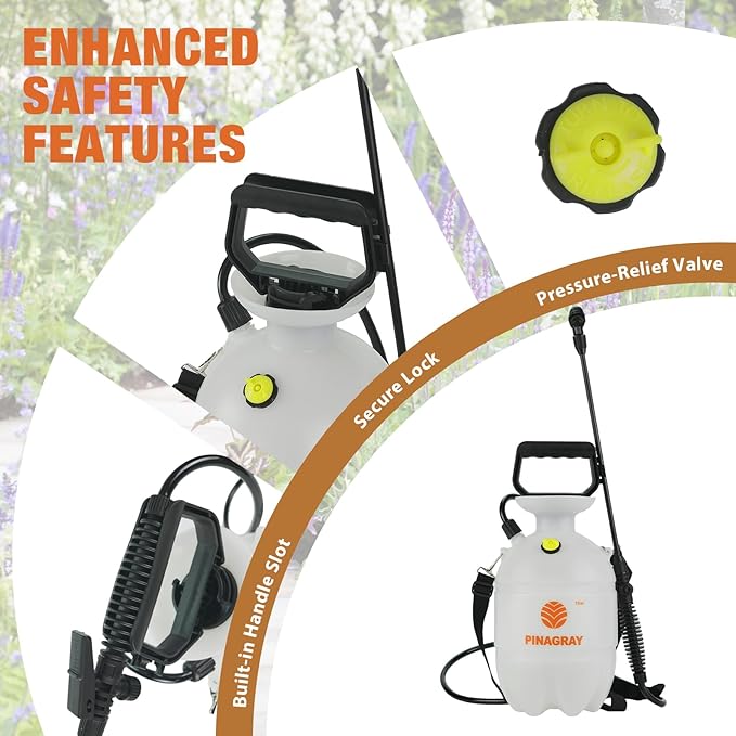 2Gallon/7.56L Pressure Sprayer - Multi-Use Pump Mister for Garden, Lawn & Home with 2 Nozzles, Shoulder Strap & Gloves - Ideal as Weed, Plant & Water Sprayer