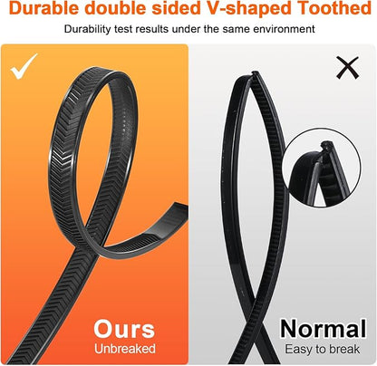 12 Inch V-Shaped Zip Ties Double Sided Toothed,250 LBS Tensile Strength Heavy Duty Cable Wire Ties With Self-Locking Adjustable More Durable Nylon Tie Wraps for Indoor Outdoor（50 Pack）