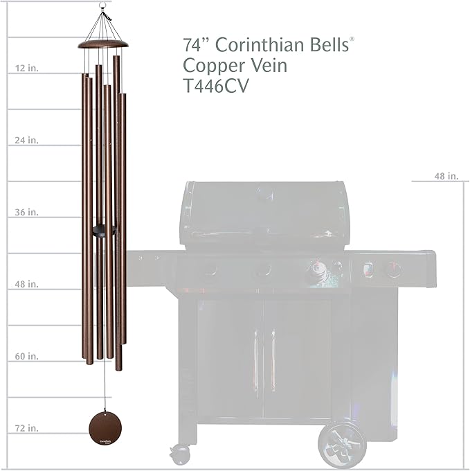 Corinthian Bells by Wind River - 74 inch Copper Vein Wind Chime for Patio, Backyard, Garden, and Outdoor Decor (Aluminum Chime) Made in The USA