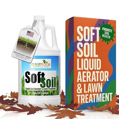 Soft Soil Liquid Soil Aerator & Lawn Treatment to Fix Compacted Soils, Improve Drainage with Non-Mechanical Liquid Application. 1 Gallon