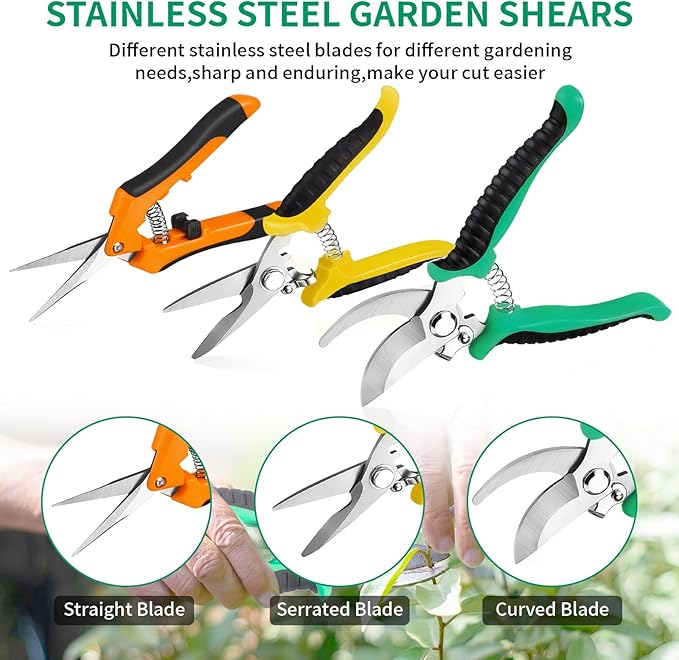 Garden Pruning Shears 3 Pack Gardening Shears Garden Scissors Stainless Steel Plant Flower Scissors Clippers Pruning Shears tijeras de jardinería