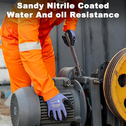 LOCCEF 3 Pairs Safety Work Gloves,Touchscreen Compatible, Superior Dexterity,Level 5/A4 Cut Resistant Work Gloves