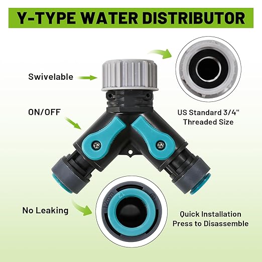 Drip Irrigation Kit - 100 FT. Hose Sprinkler System with 360° nozzles and T-connectors for Gardens, lawns, Plants, Flower beds, Trees, patios and hydroponics (28 nozzles + 28 connectors)