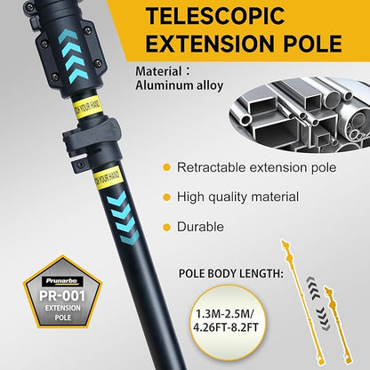 Extendable Pole for Cordless Electric Pruning Shear, Telescopic Pole 4.2-8.2 ft Extension for Gardening Tree Pruner Extended Cutting Reach for Professional Battery Secateurs Heavy Duty