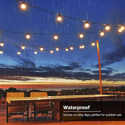 Lepro Solar Outdoor String Lights Patio Bistro Lights, 25ft 26 LED G40 Bulbs, USB Rechargeable Portable Edison Café String Lights for Porch, Pergola, Backyard, Garden, Pool, Party, Camping, 3600mAh