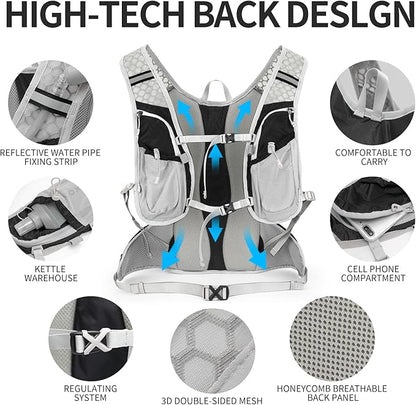 Hydration Pack Backpack, Lightweight Water Backpack with 2L Leakproof Hydration Bladder Daypack for Men Women,Running Hydration Vest for Outdoor Trail